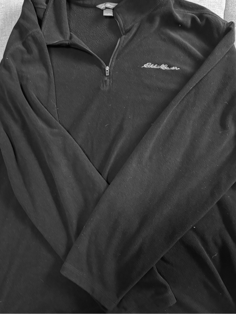 Eddie Bauer Men's Black Quarter-Zip Fleece Pullover